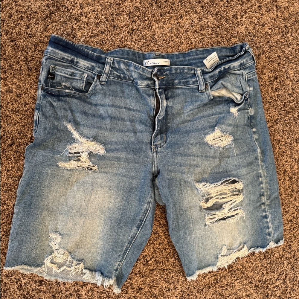 KanCan Light Blue Distressed Denim Shorts